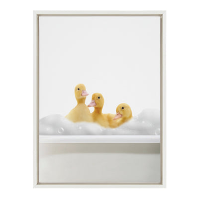 Sylvie Bathroom Bubble Bath 3 Ducks Framed Canvas by The Creative Bunch Studio