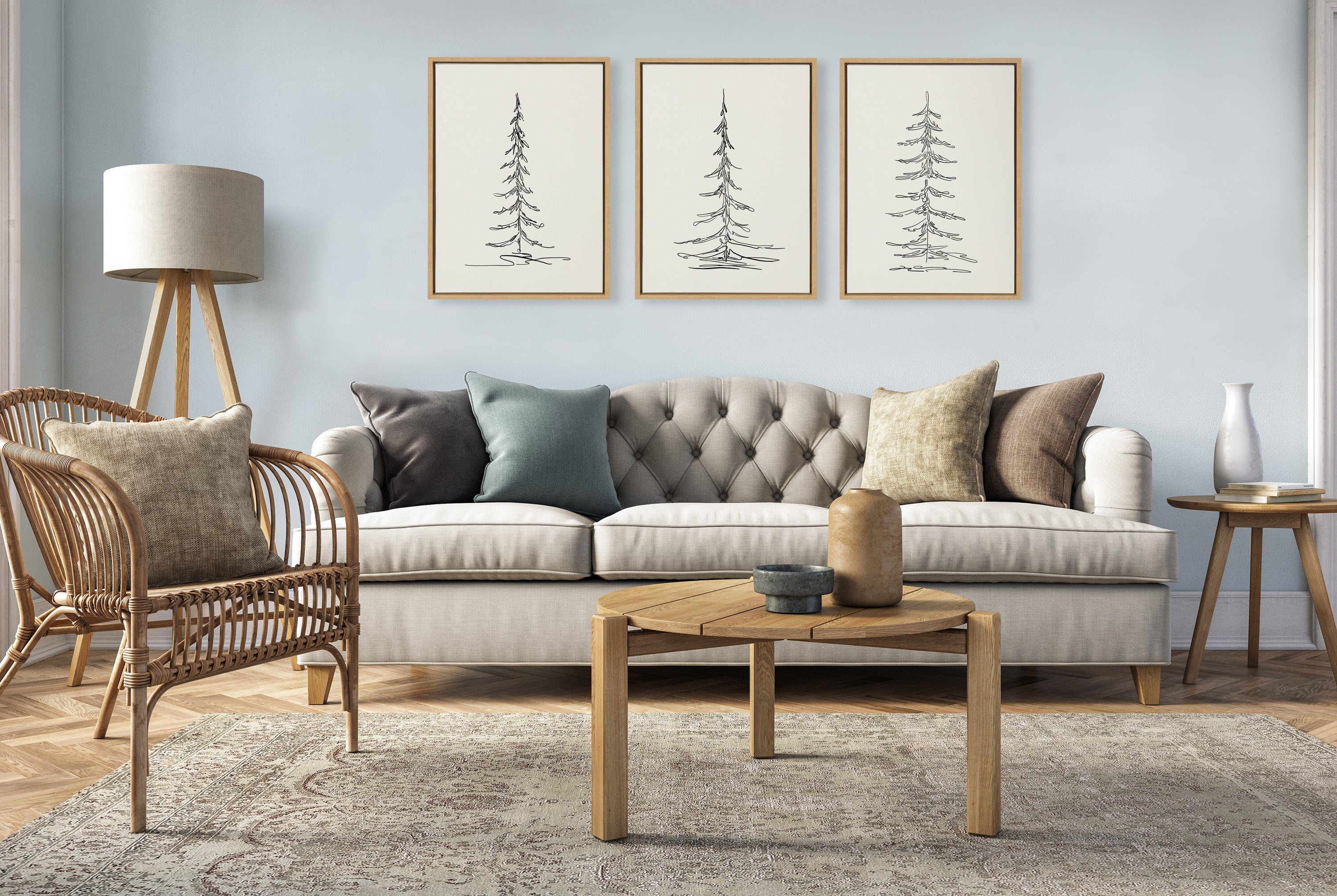 Sylvie Minimalist Evergreen Trees Framed Canvas Set by The Creative by kateandlaurel - product image 4 for Resin Society