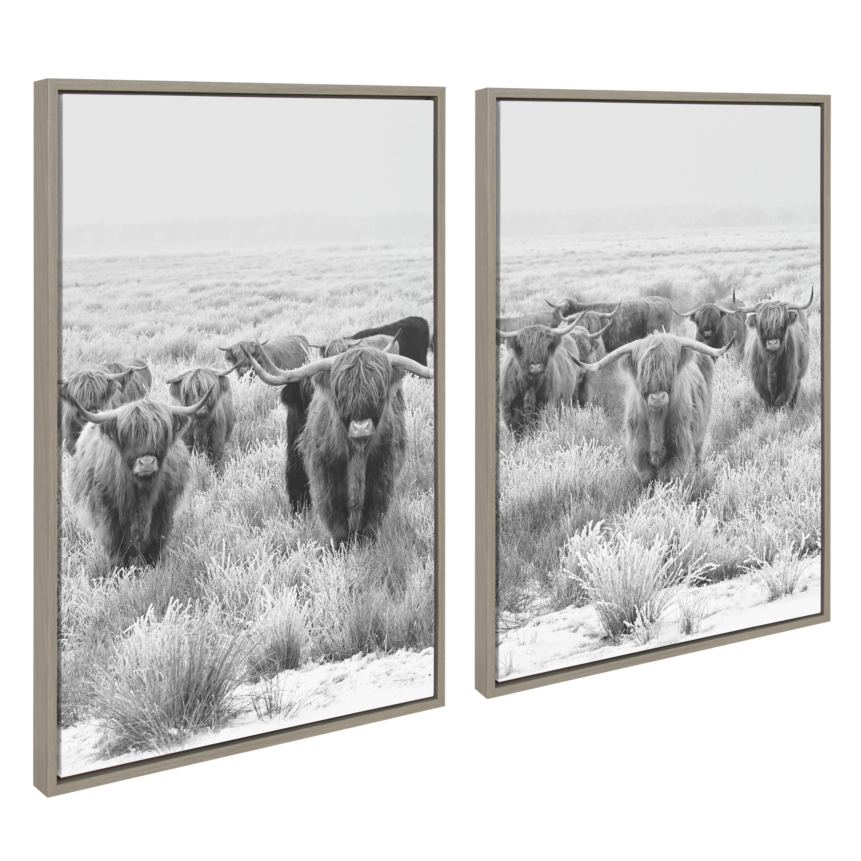 Sylvie Herd of Highland Cows Framed Canvas by The Creative Bunch Studio by kateandlaurel - product image 2 for Resin Society