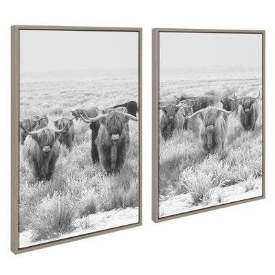 Sylvie Herd of Highland Cows Framed Canvas by The Creative Bunch Studio by kateandlaurel - product image 2 for Resin Society