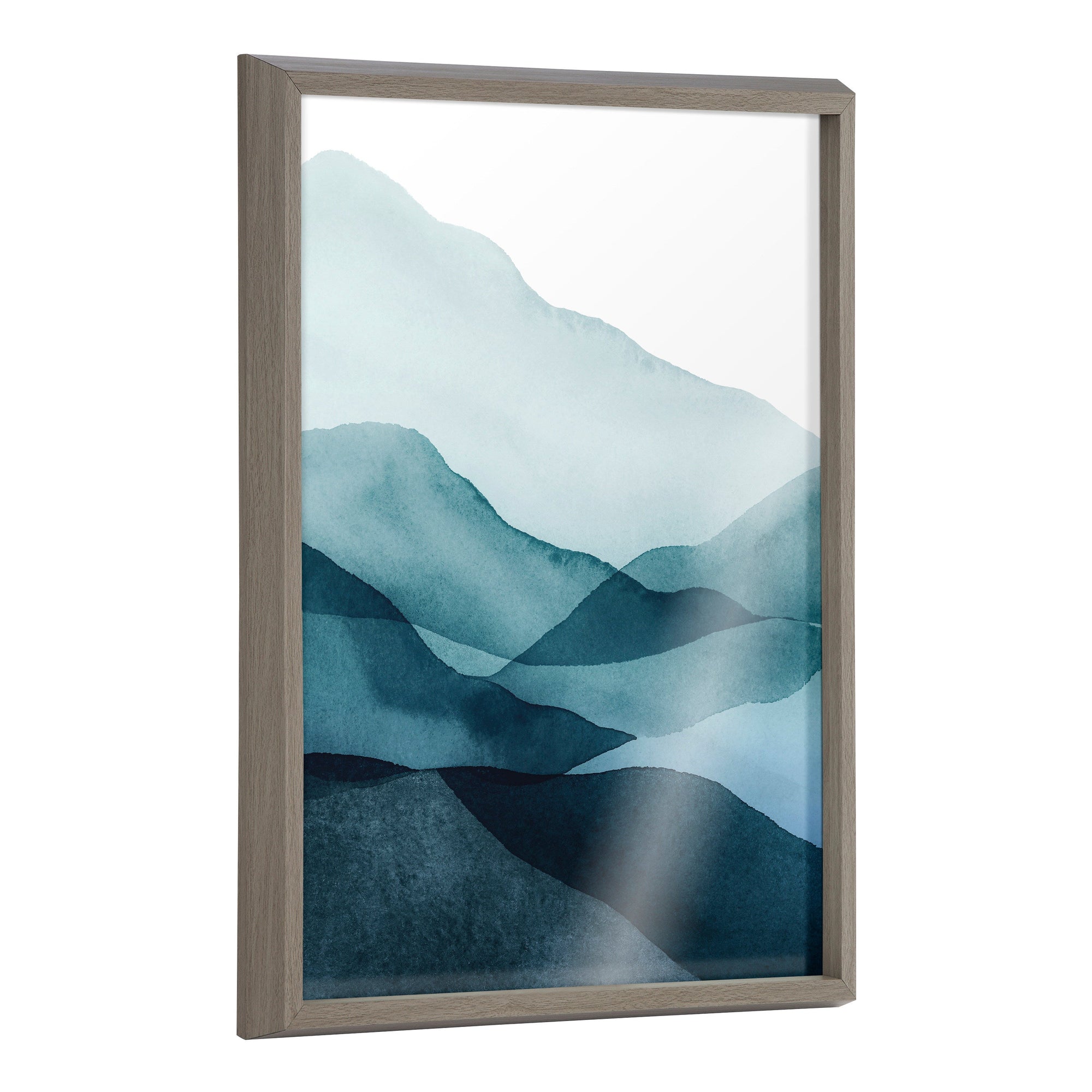 Blake Blue Mountain Range Framed Printed Glass by kateandlaurel - main product image for Resin Society