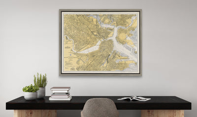 Sylvie Boston Harbor Map Framed Canvas by kateandlaurel - product image 7 for Resin Society