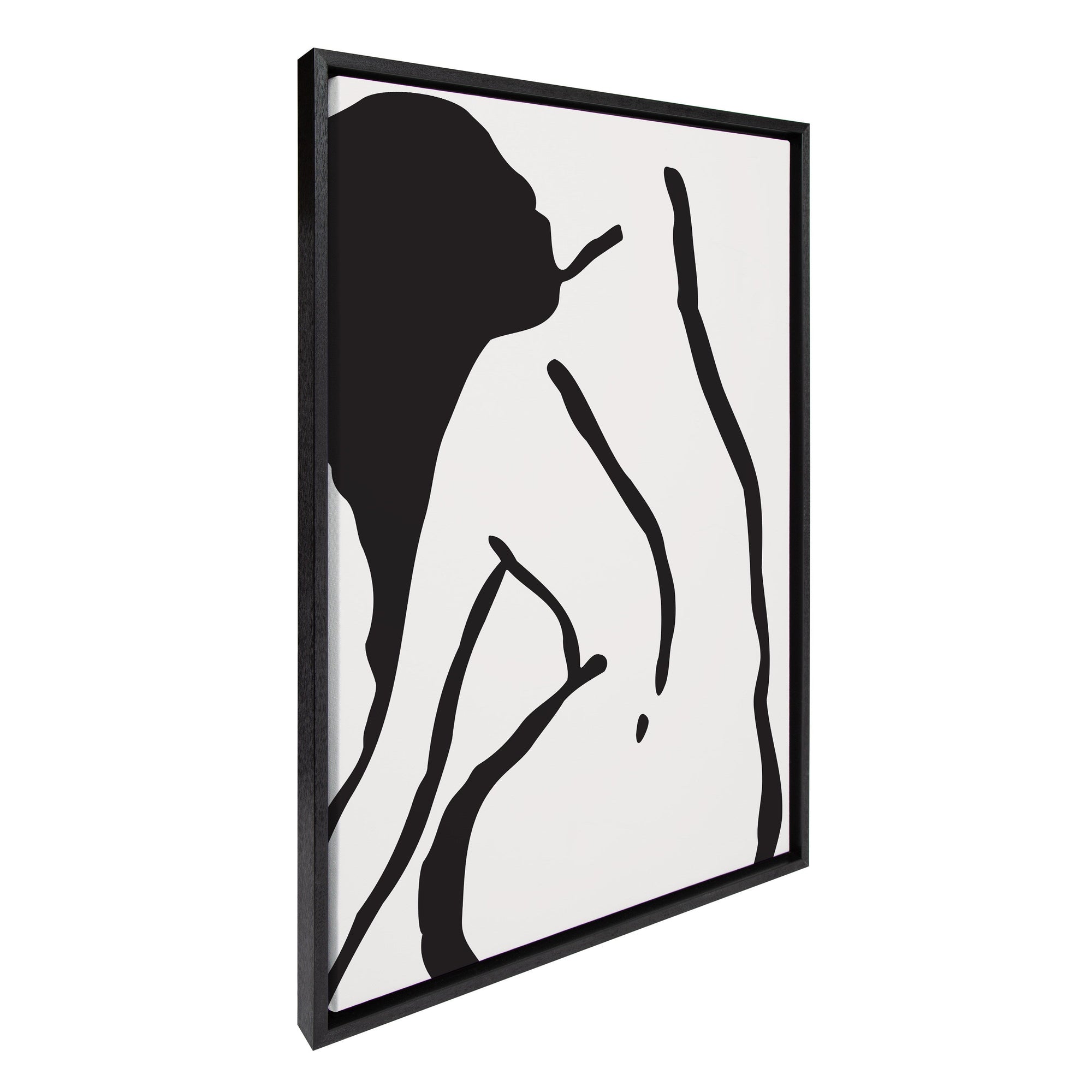 Sylvie Timeless Feminine Figural Drawing 2 Black and White Framed Canvas by kateandlaurel - main product image for Resin Society