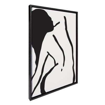 Sylvie Timeless Feminine Figural Drawing 2 Black and White Framed Canvas by kateandlaurel - main product image for Resin Society