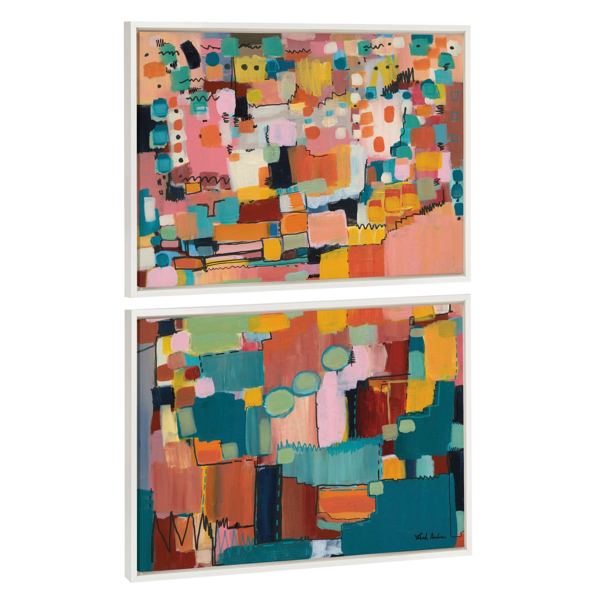 Sylvie Sunset Fiesta Set No 1 and Sunset Fiesta Set No 2 Framed Canvas by kateandlaurel - product image 2 for Resin Society