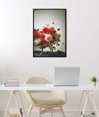 Sylvie Beaded Floral Study Cream Framed Canvas by Emiko and Mark Franzen of F2Images