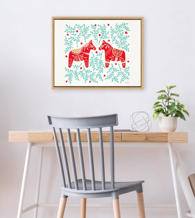 Sylvie Swedish Dala Horses Framed Canvas by kateandlaurel - product image 6 for Resin Society