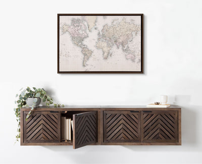 Sylvie Vintage World Map Framed Canvas by The Creative Bunch Studio by kateandlaurel - product image 4 for Resin Society