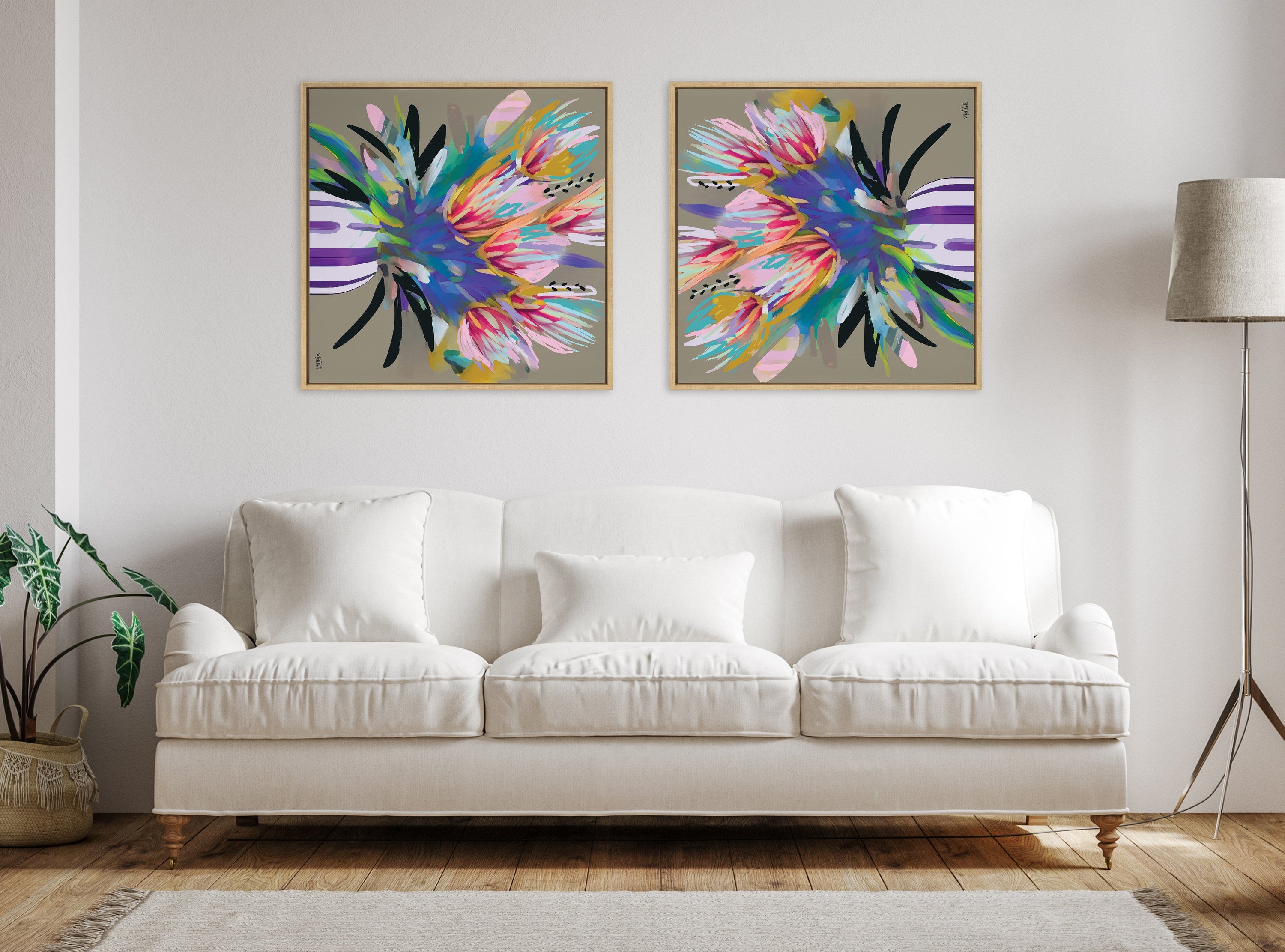 Sylvie Bright Flowers Framed Canvas by Inkheart Designs