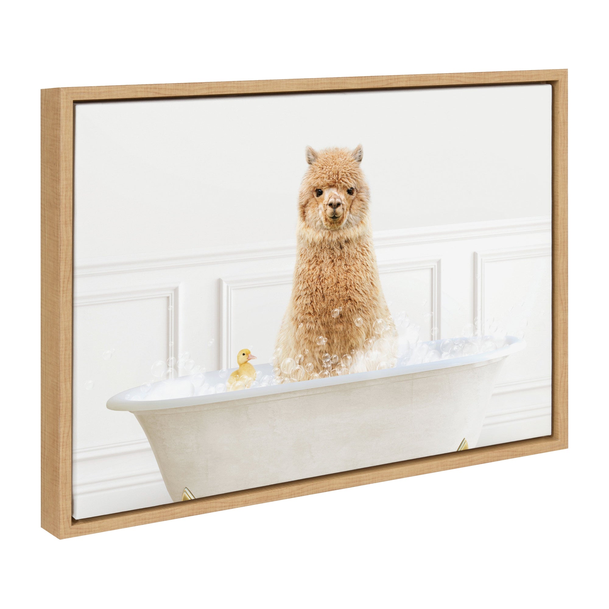 Sylvie Alpaca In Bubble Bath Neutral Style Framed Canvas by kateandlaurel - main product image for Resin Society
