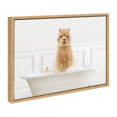 Sylvie Alpaca In Bubble Bath Neutral Style Framed Canvas by kateandlaurel - main product image for Resin Society