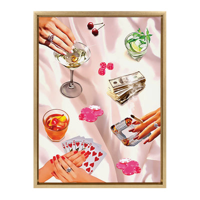 Sylvie Game Night Poker Framed Canvas by Honey Island Studio