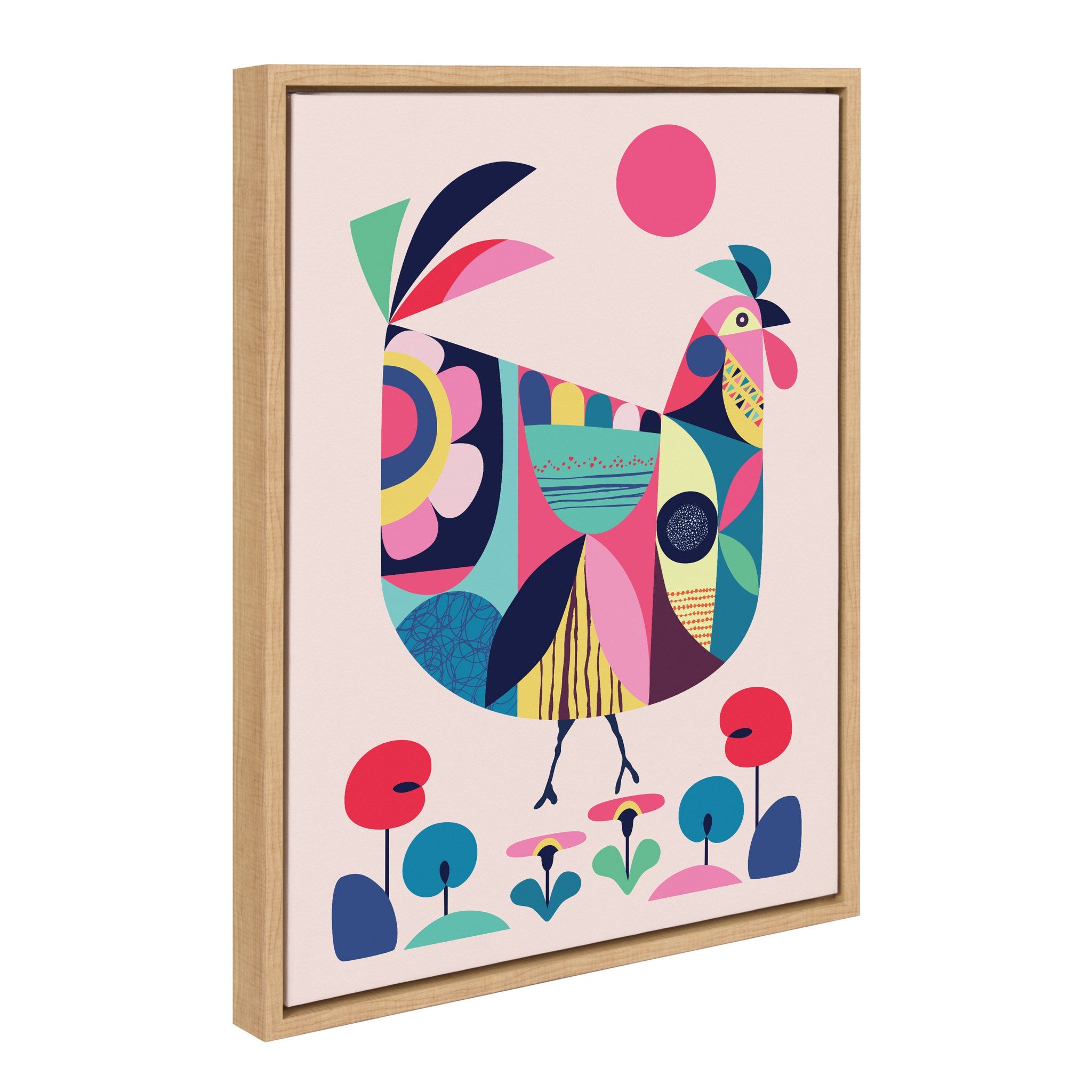 Sylvie Mid Century Modern Wyandotte Framed Canvas by kateandlaurel - product image 2 for Resin Society