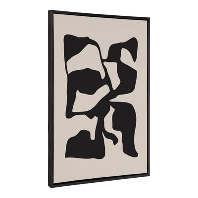 Sylvie Distorted Shapes of Black and Tan Framed Canvas by The Creative Bunch Studio