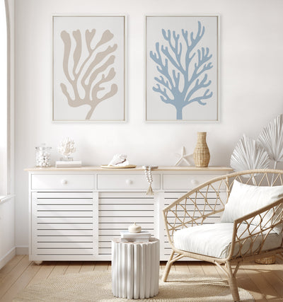 Sylvie Abstract Coral Ocean Blue Framed Canvas by kateandlaurel - product image 5 for Resin Society