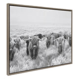 Sylvie Herd of Highland Cows Black and White Framed Canvas by The by kateandlaurel - main product image for Resin Society