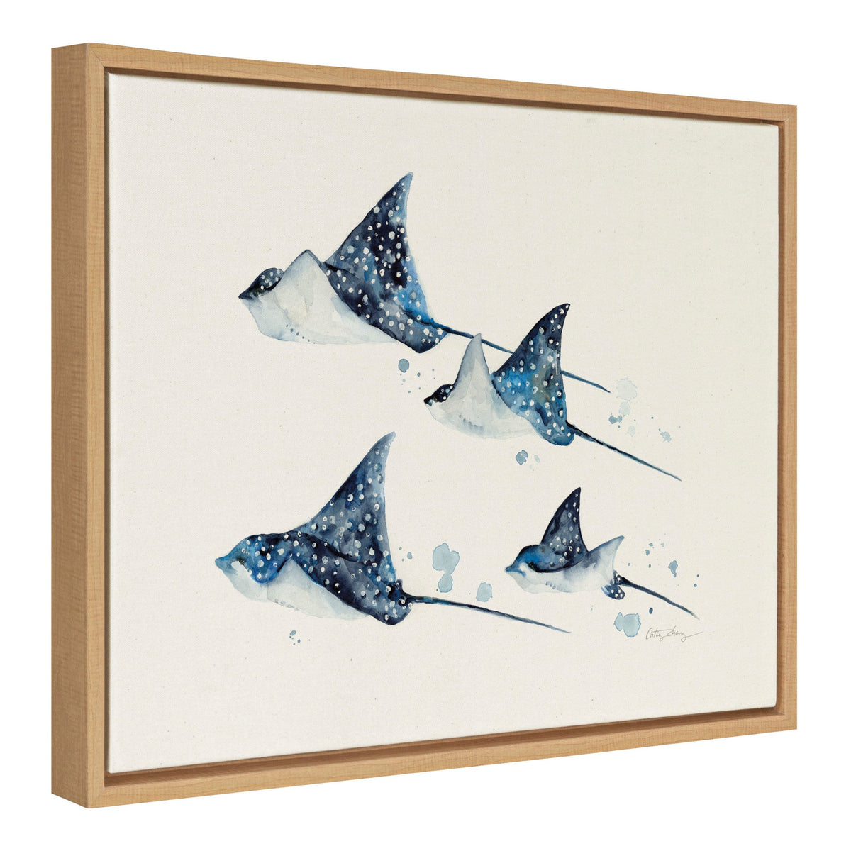 Sylvie Eagle Spotted Ray Family Framed Canvas by Cathy Zhang by kateandlaurel - product image 2 for Resin Society