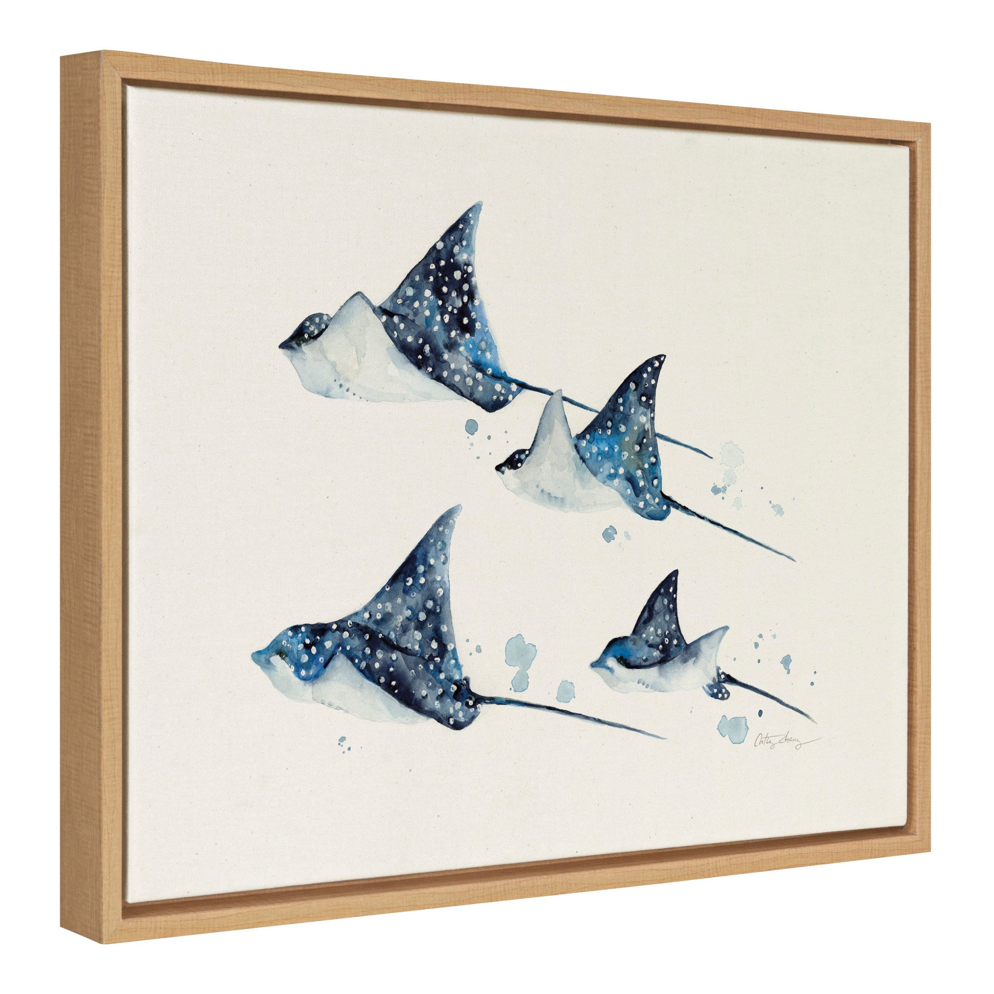 Sylvie Eagle Spotted Ray Family Framed Canvas by Cathy Zhang by kateandlaurel - product image 2 for Resin Society