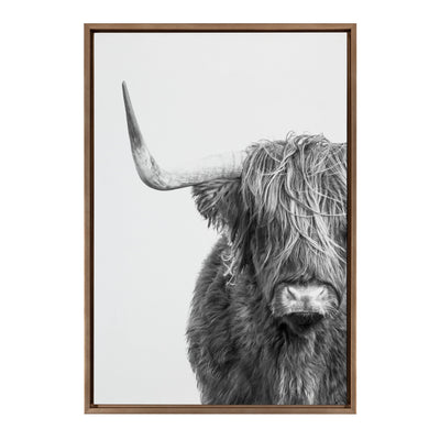 Sylvie B&W Highland Cow No. 1 Framed Canvas by Amy Peterson Art Studio