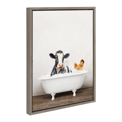 Sylvie Cow and Chicken in Rustic Bath Framed Canvas by kateandlaurel - product image 13 for Resin Society