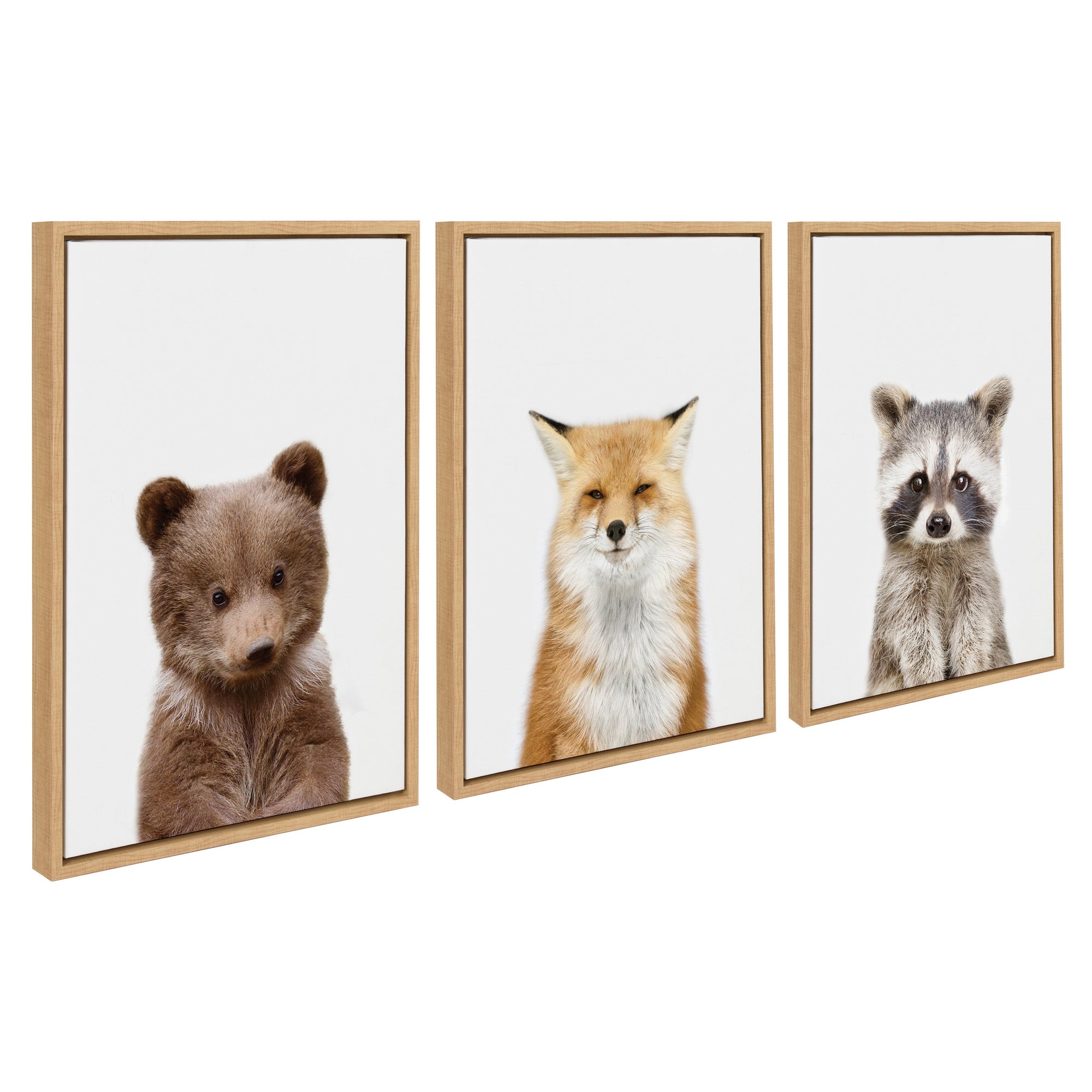 Sylvie Studio Bear, Studio Fox and Studio Raccoon Framed Canvas by kateandlaurel - main product image for Resin Society