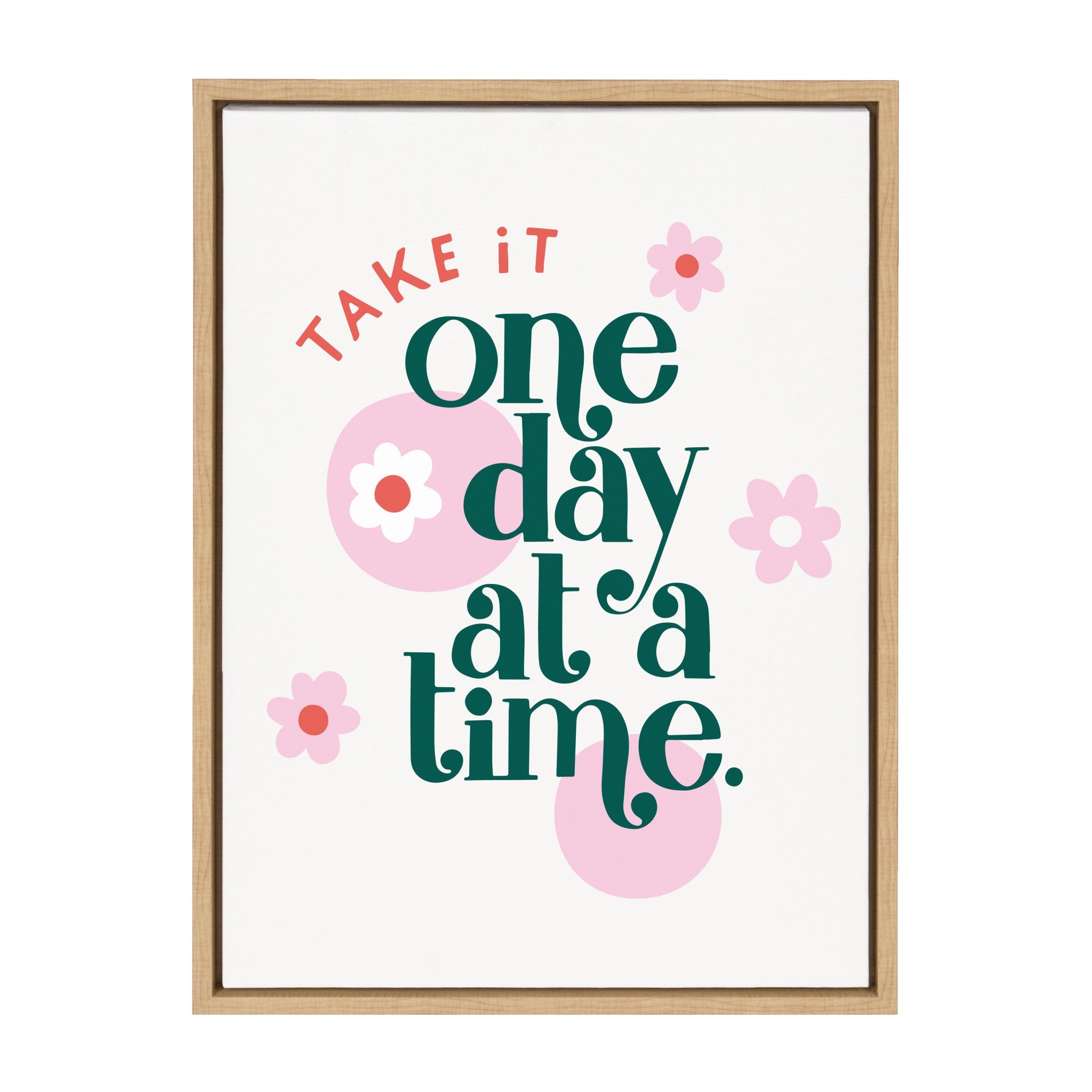 Sylvie Take It One Day At A Time Framed Canvas by kateandlaurel - main product image for Resin Society