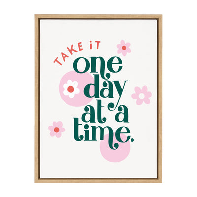 Sylvie Take It One Day At A Time Framed Canvas by kateandlaurel - main product image for Resin Society
