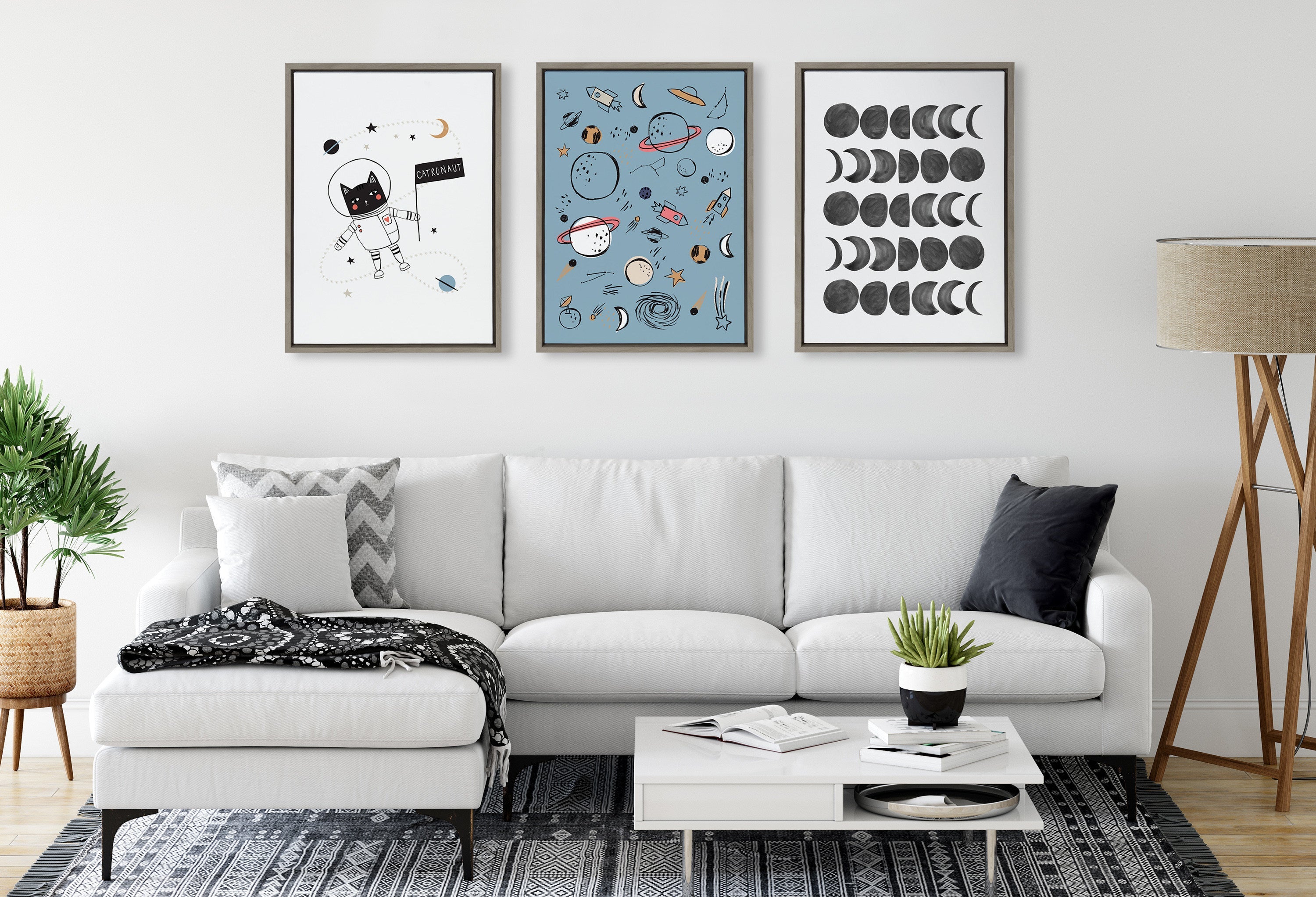 Sylvie 901 Moon Phases Black on White Framed Canvas by kateandlaurel - product image 11 for Resin Society
