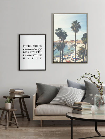 Sylvie The Palm Trees and The Boat Framed Canvas by Laura Evans by kateandlaurel - product image 6 for Resin Society