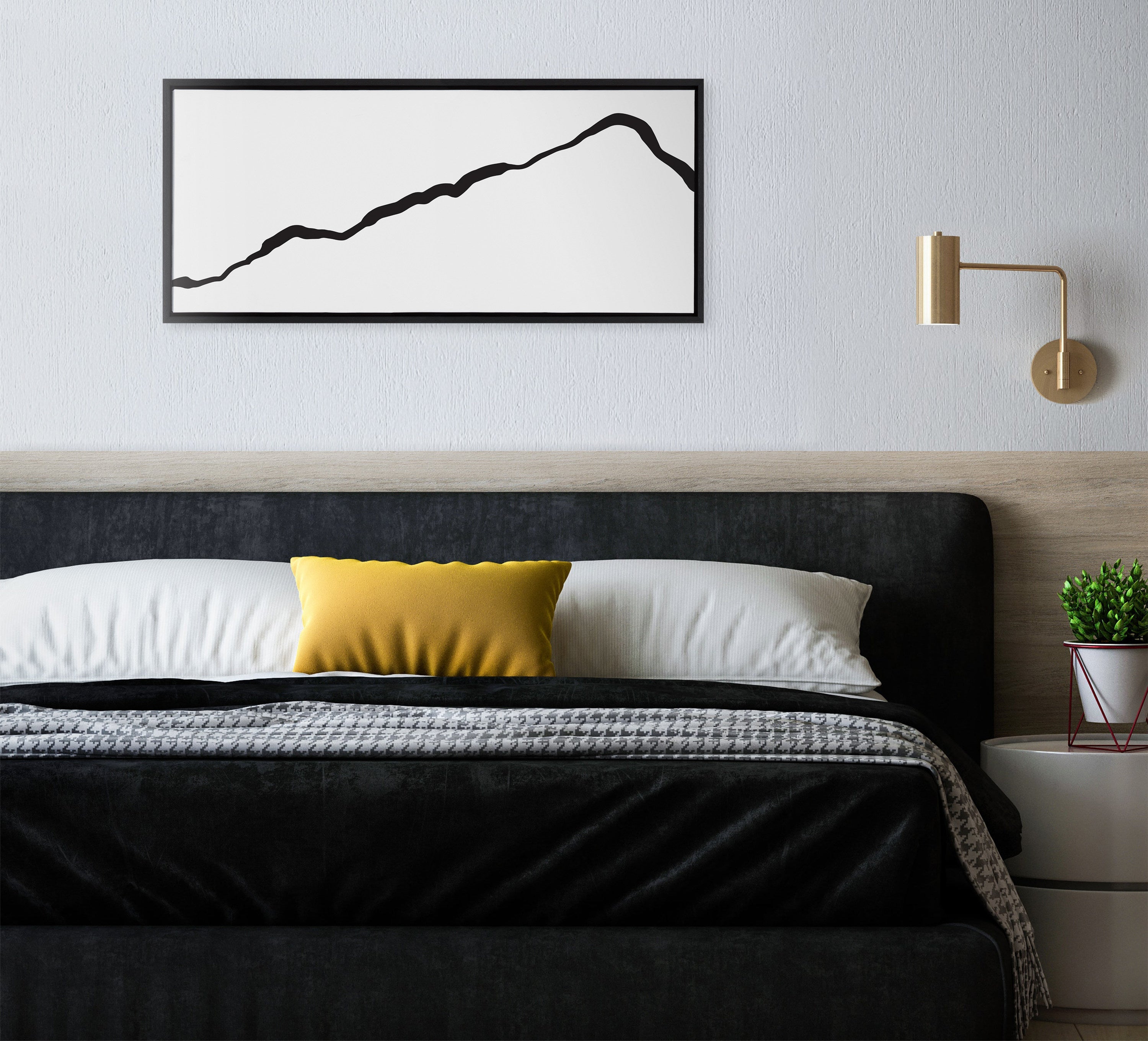 Sylvie Elevated Abstract Minimalist Mountain Landscape Framed Canvas