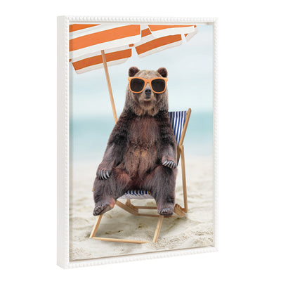 Sylvie Beaded Beach Chair Bear Framed Canvas by Amy Peterson