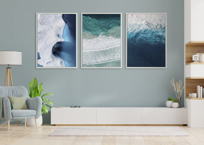 Sylvie Seascape of Splashing Waves Framed Canvas by kateandlaurel - product image 5 for Resin Society