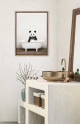 Sylvie Panda Waving in Rustic Bath Framed Canvas by kateandlaurel - product image 16 for Resin Society
