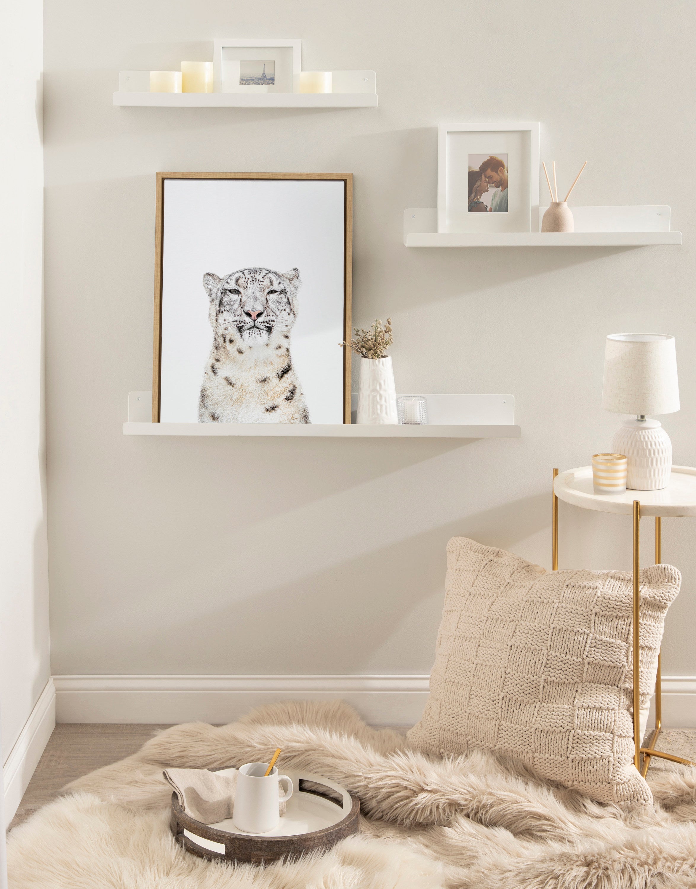 Sylvie Snow Leopard Portrait Framed Canvas by Amy Peterson Art Studio