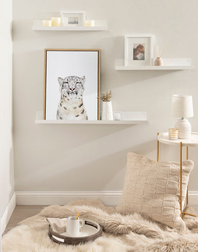 Sylvie Snow Leopard Portrait Framed Canvas by Amy Peterson Art Studio
