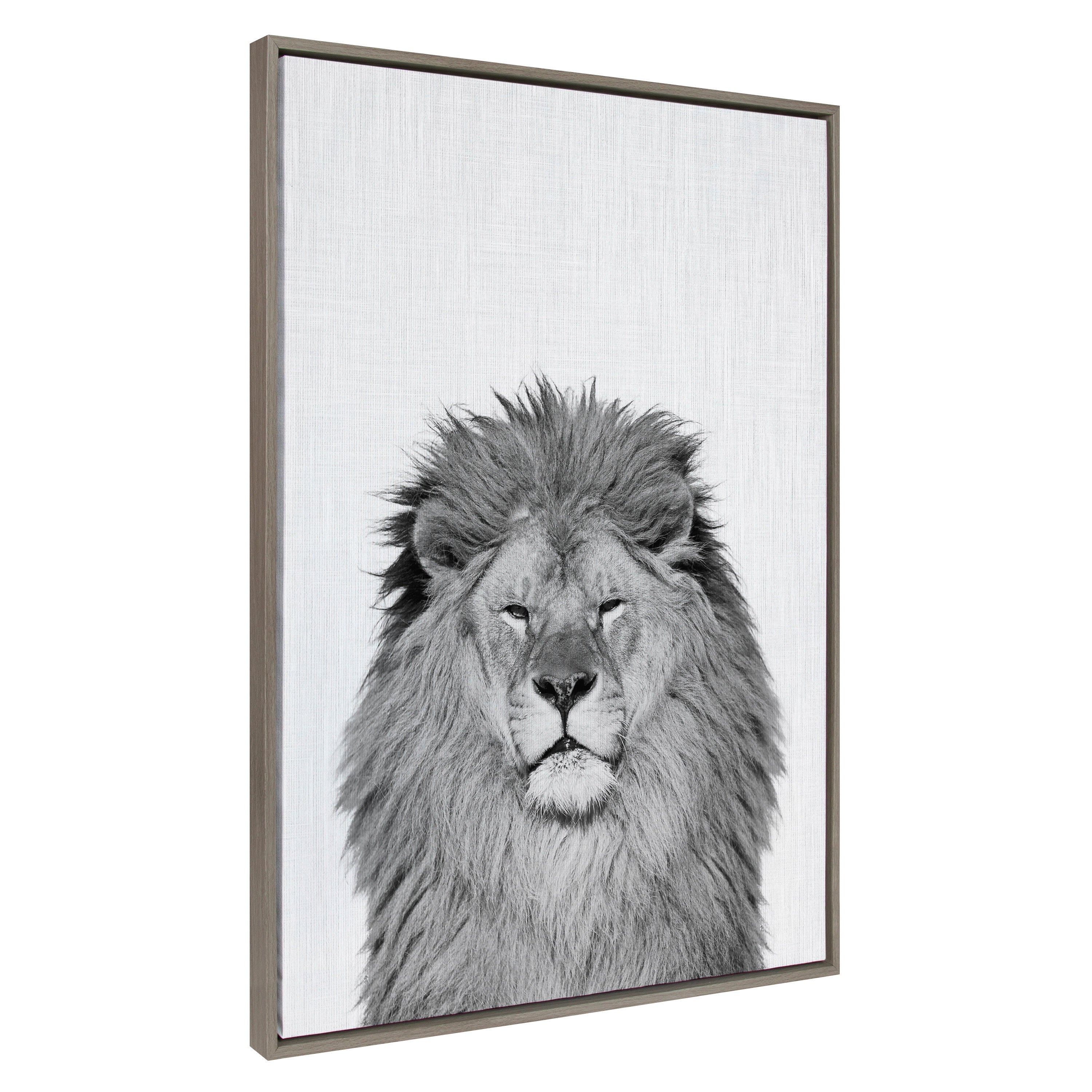 Sylvie Lion Framed Canvas by Simon Te Tai by kateandlaurel - main product image for Resin Society