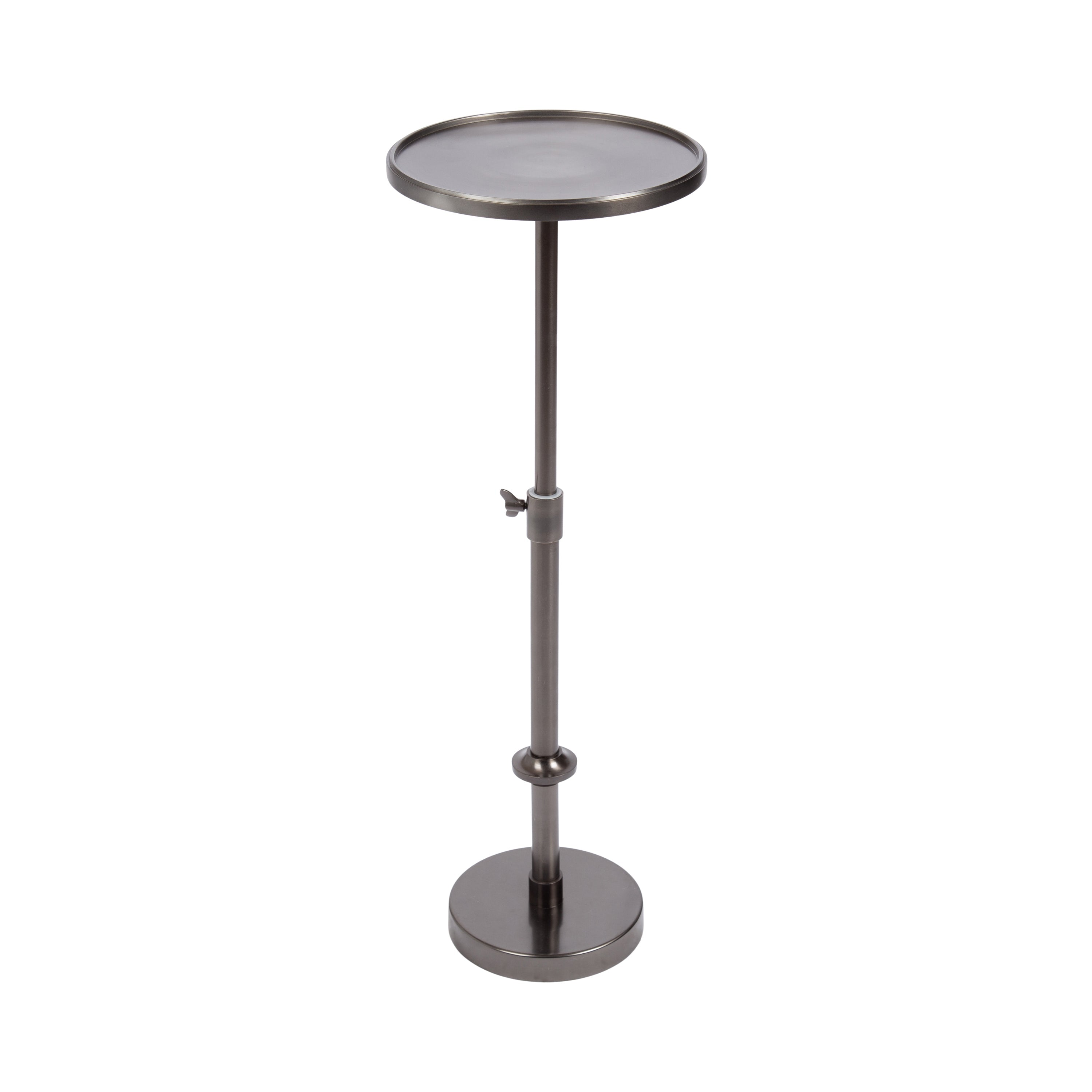 Engles Adjustable Polished Metal Table and Plant Stand in Silver finish