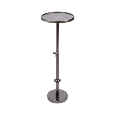 Engles Adjustable Polished Metal Table and Plant Stand in Silver finish