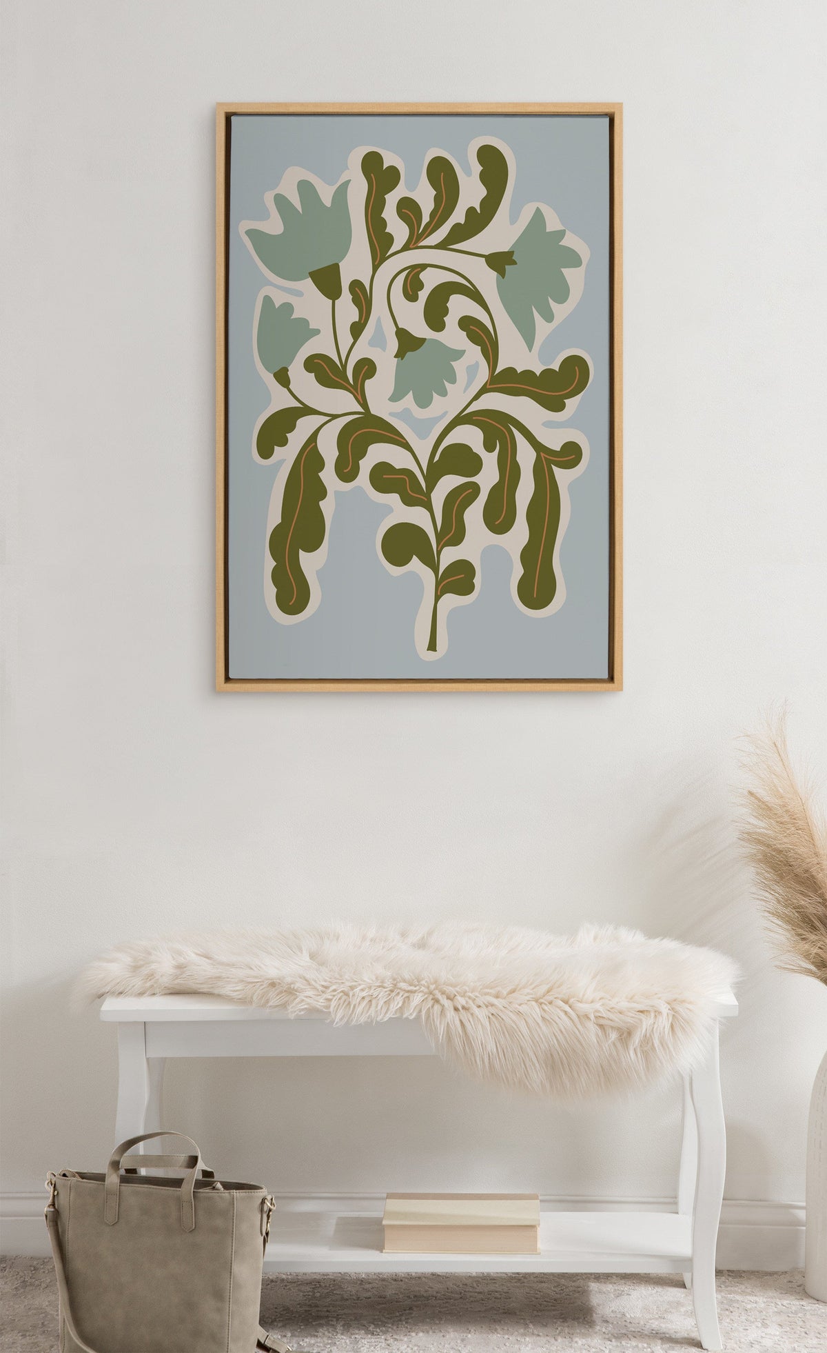 Sylvie Expressive Abstract House Plant Playful Blue Framed Canvas by kateandlaurel - product image 4 for Resin Society