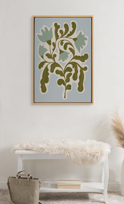 Sylvie Expressive Abstract House Plant Playful Blue Framed Canvas by kateandlaurel - product image 4 for Resin Society