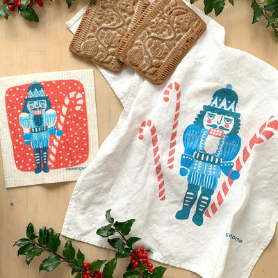 Nutcracker Tea Towel + 1 Swedish Dishcloth Bundle by sweetgum home, LLC - main product image for Resin Society