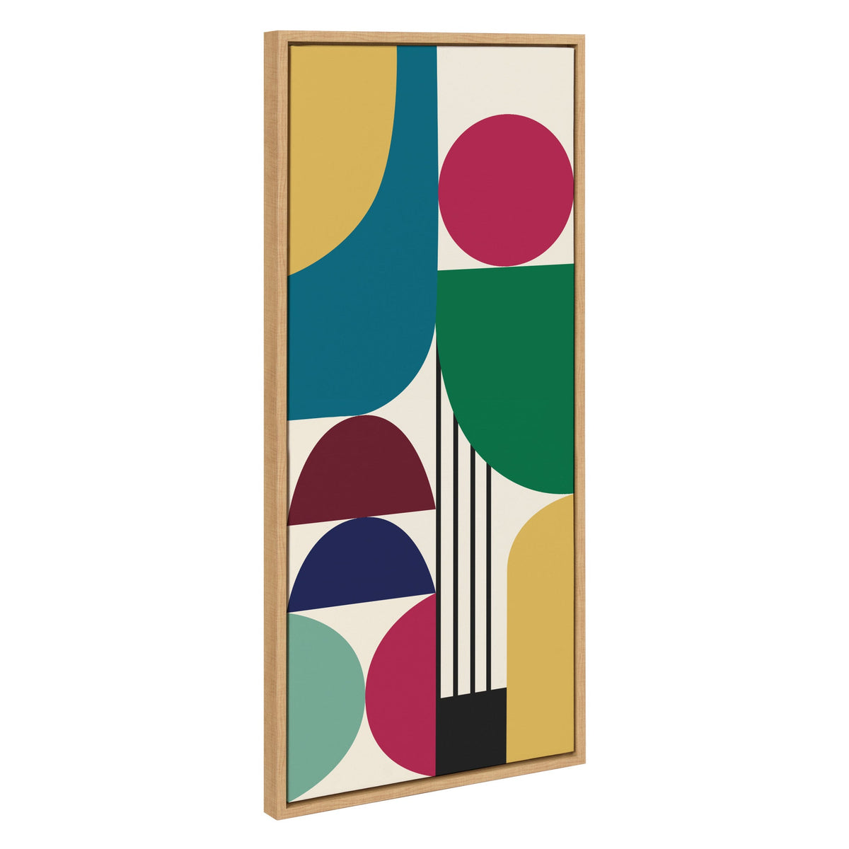 Sylvie MCM Pattern 13 Framed Canvas showing abstract geometric shapes in natural tones framed in lightweight polystyrene