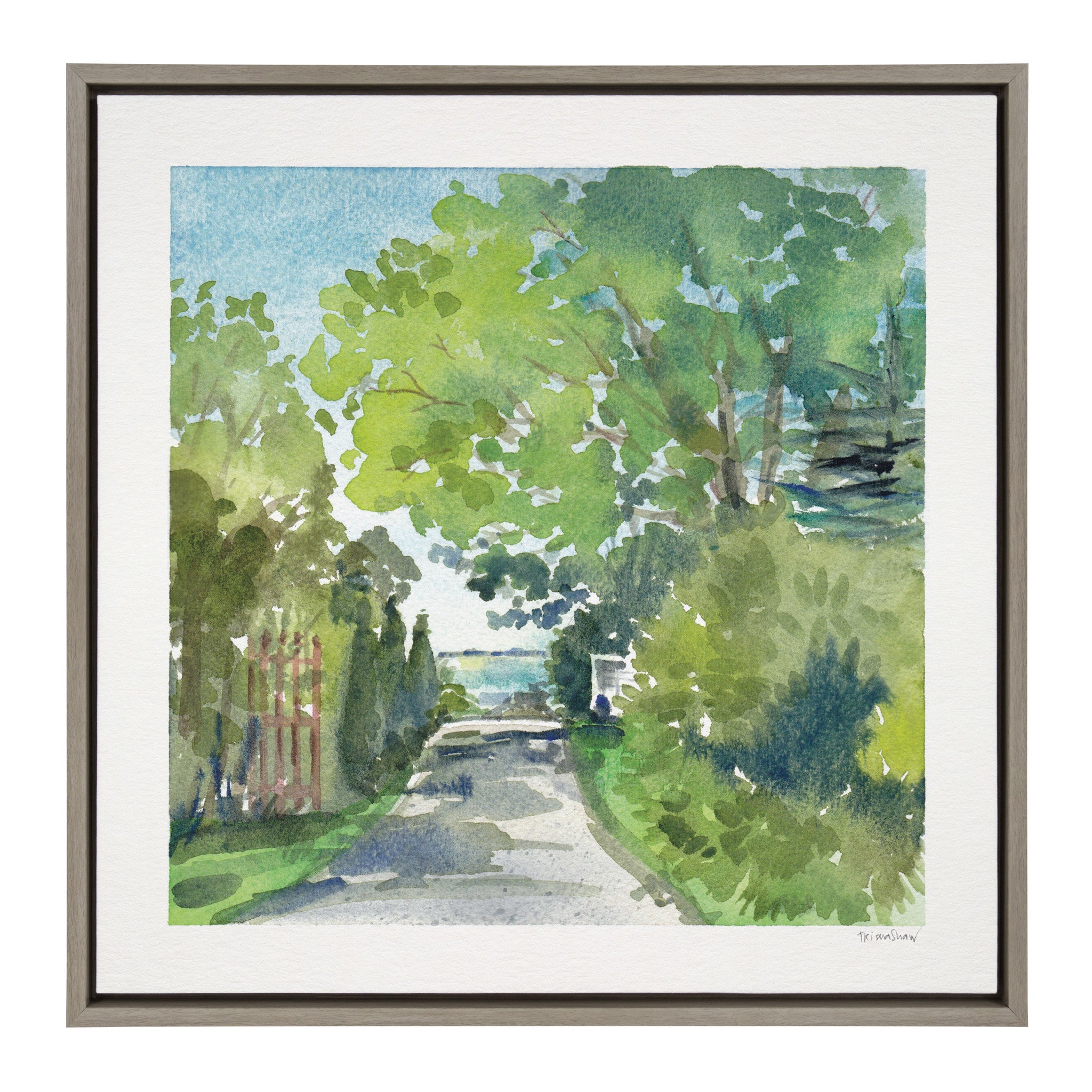Sylvie The Lane and Sea Framed Canvas by kateandlaurel - product image 2 for Resin Society