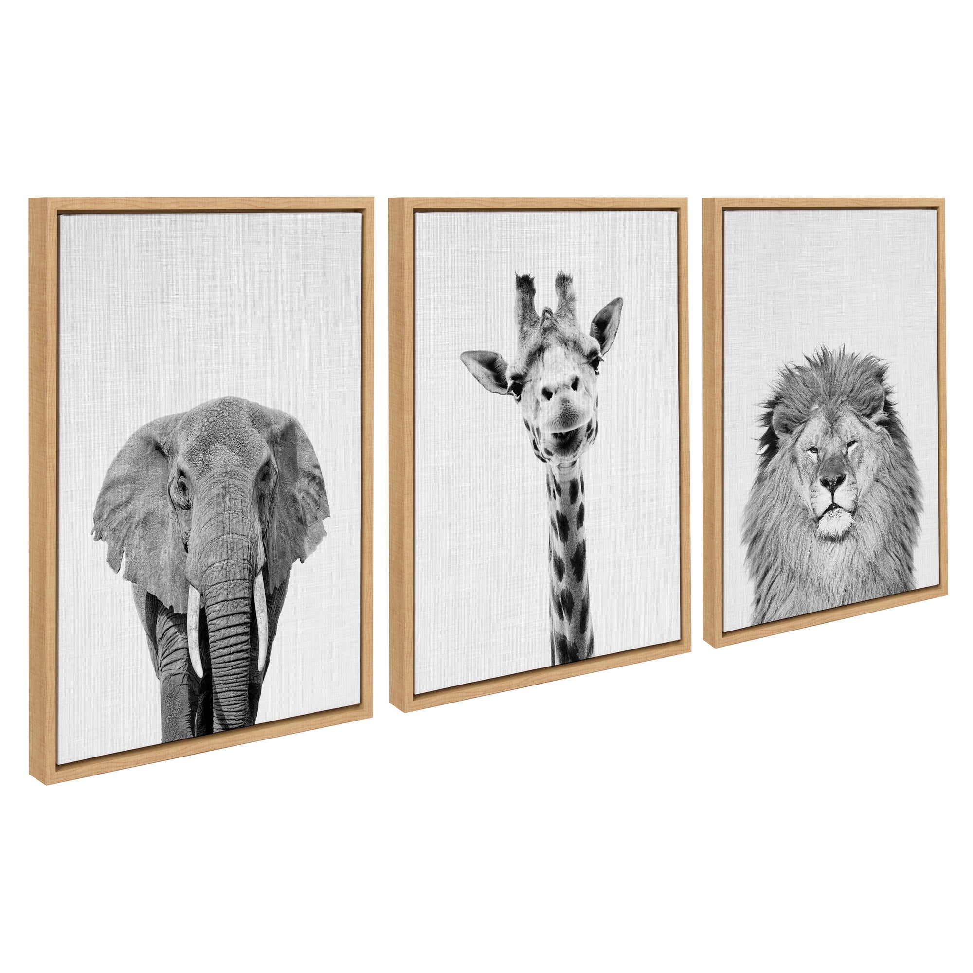 Sylvie Elephant Giraffe and Lion Framed Canvas by kateandlaurel - product image 7 for Resin Society