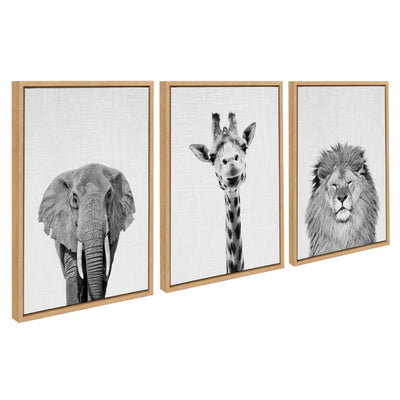 Sylvie Elephant Giraffe and Lion Framed Canvas by kateandlaurel - product image 7 for Resin Society