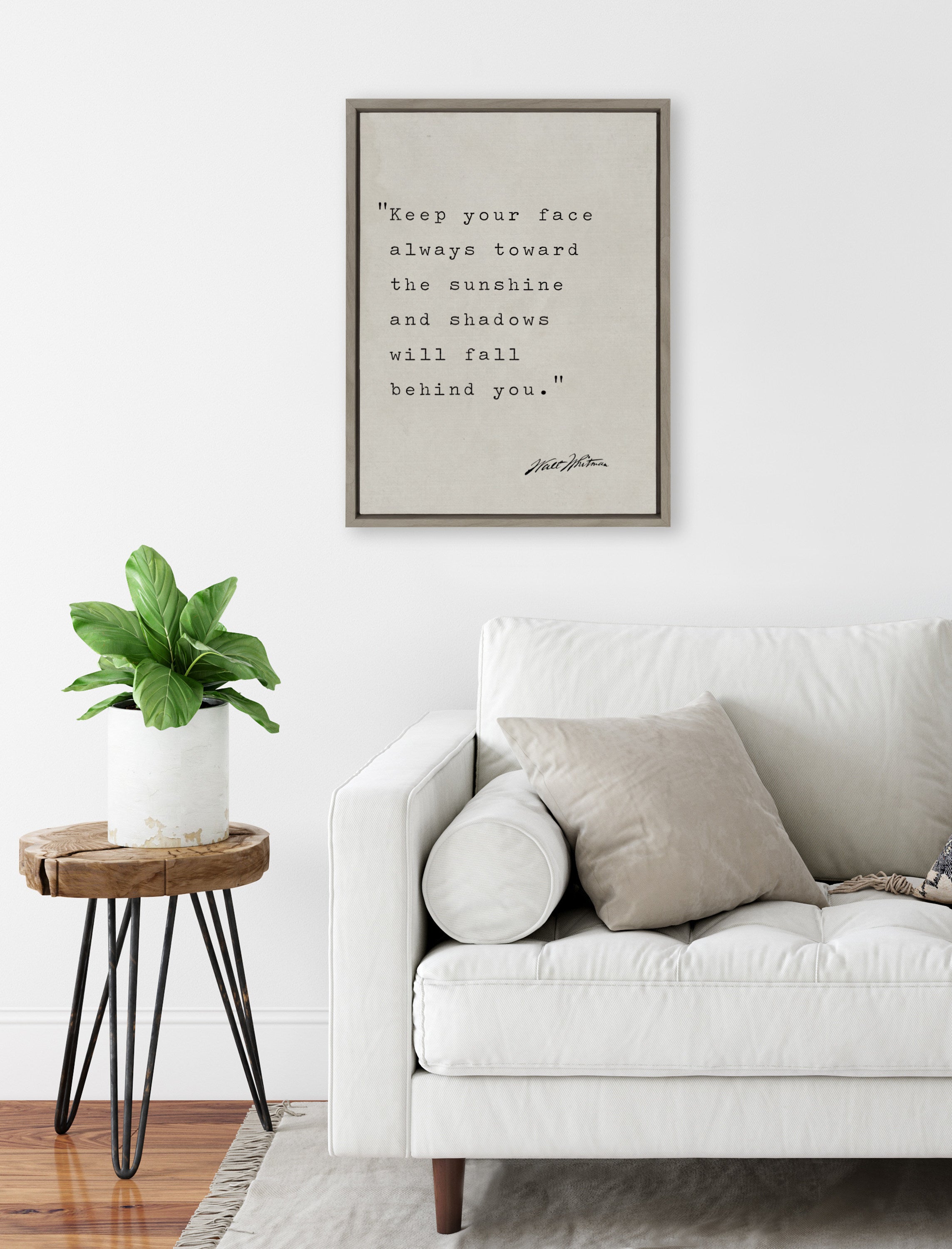 Sylvie Keep Your Face Walt Whitman Framed Canvas by Saint and Sailor Studios