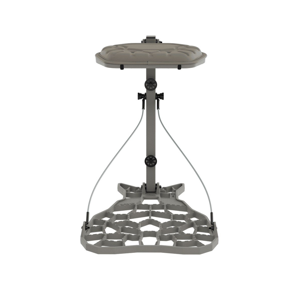 Helo Hang On Treestand by Novix Outdoors shown in classic black finish with aluminum platform and seat