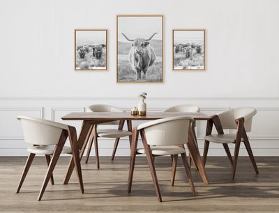 Sylvie Herd of Highland Cows BW Framed Canvas Art Set by The Creative Bunch Studio
