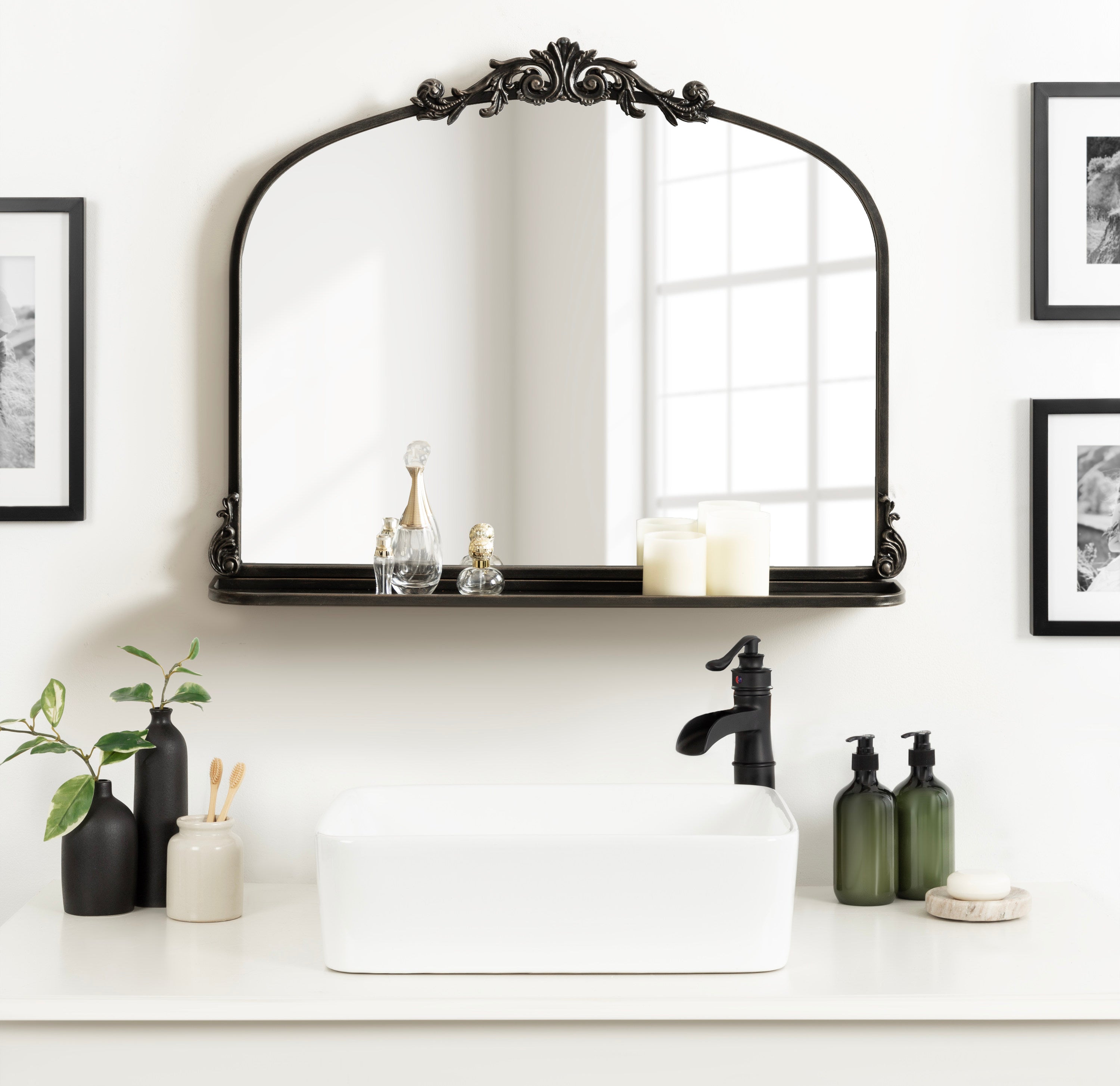 Arendahl Traditional Arch Mirror with Shelf by kateandlaurel - product image 14 for Resin Society