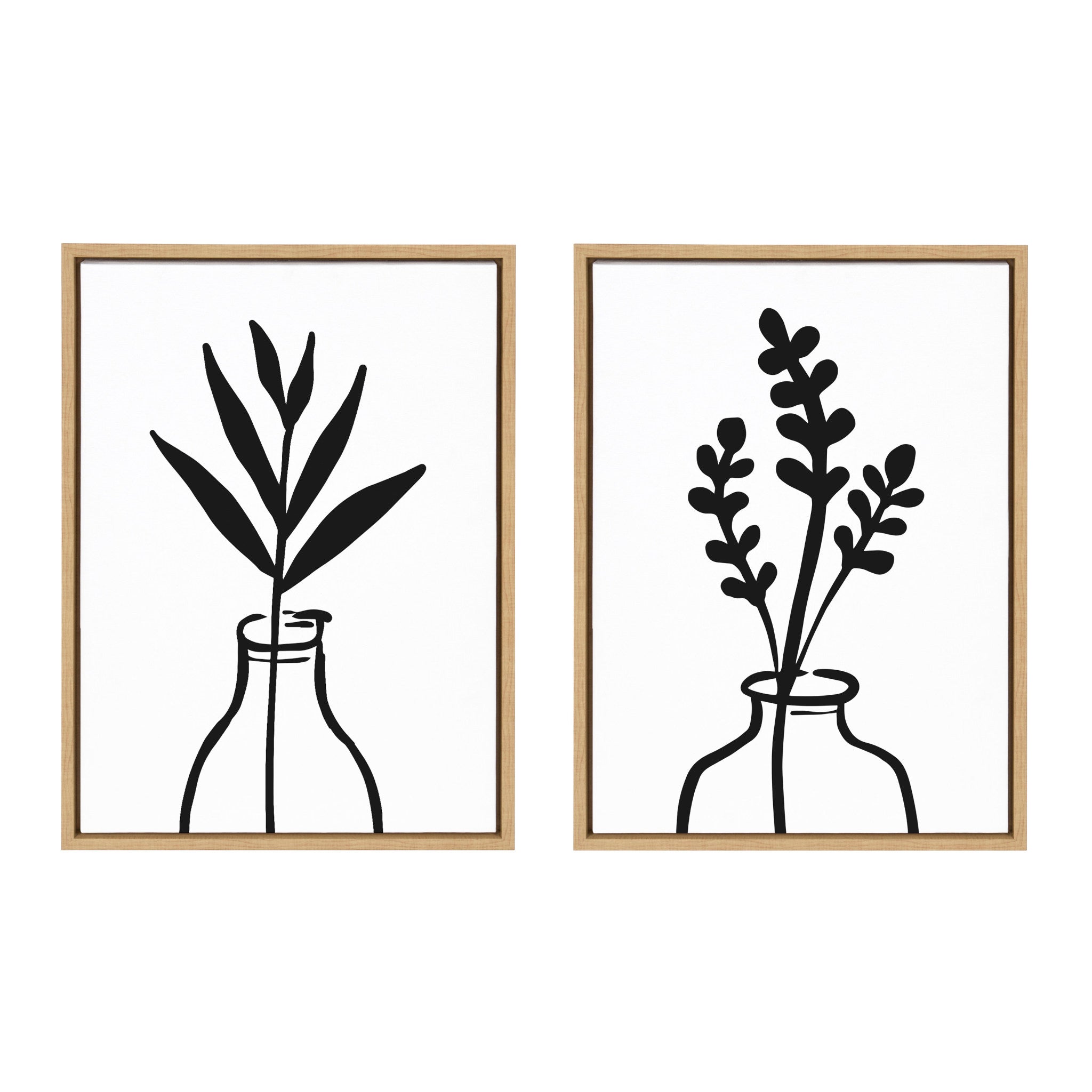 Sylvie Modern Botanical Vase Framed Canvas Set by The Creative Bunch by kateandlaurel - main product image for Resin Society